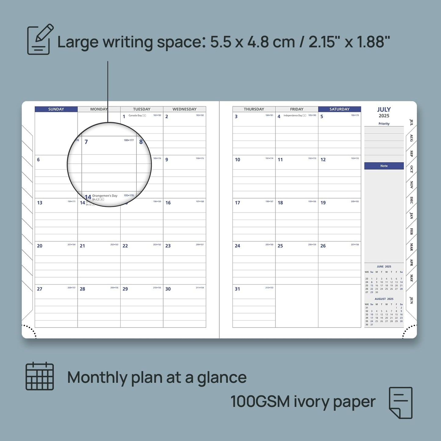 POPRUN Weekly Planner 2025-2026, 7.25'' x 8.5'', 15-Minute Hourly Appointment Book (July 2025-June 2026) with PU Leather Softcover, Monthly Tabs, Inner Pocket - Brown