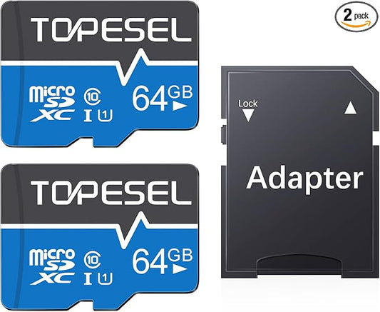 TOPESEL 64GB Micro SD Card 2 Pack Memory Cards UHS-I TF Card Class 10 by TOPESEL
