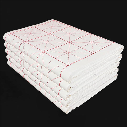 Chinese Calligraphy Practice Paper with Grid, 100 Sheets, White Rice Paper for Brush Writing, Xuan Paper (White, Grid-10cm)