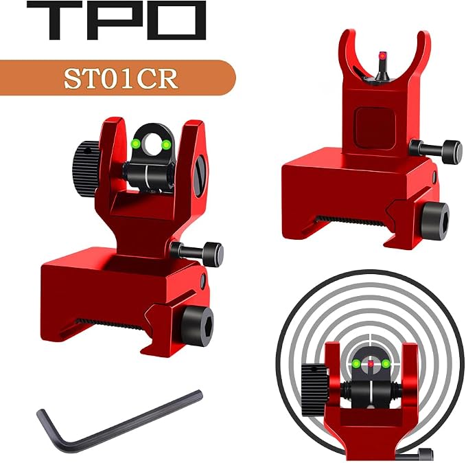 Fiber Optic Flip Up Iron Sights Picatinny Rail Mounted Front and Rear Backup - Image 7
