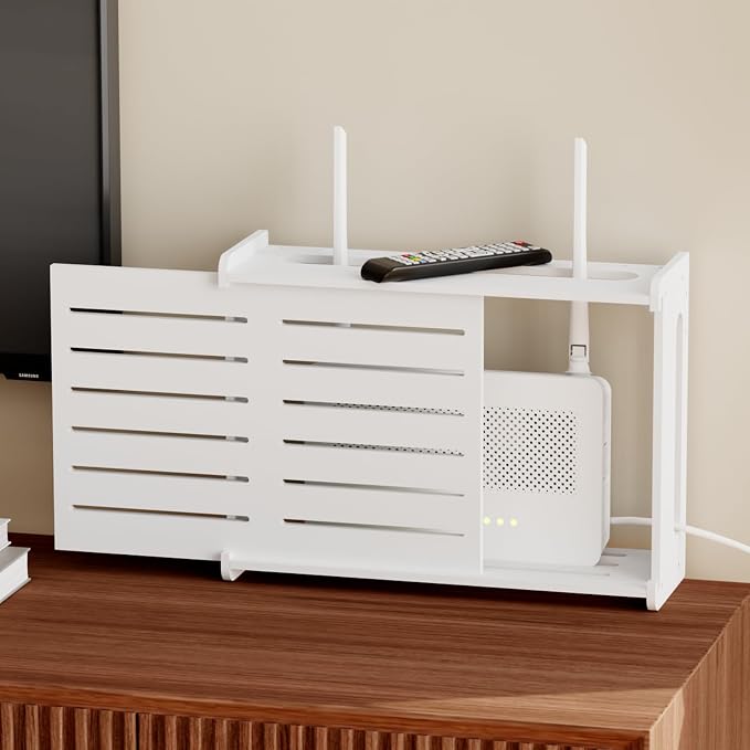Wooden WiFi Router Storage Box Hider Shelf, Decorative Projector Box Hider Rack by Haidaiya