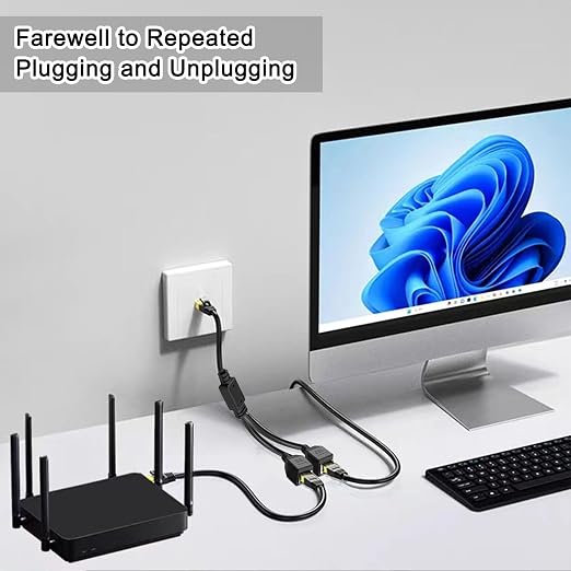 Ethernet Splitter 1 to 2, RJ45 Internet LAN Network Splitter Adapter 1 Male to - Image 3