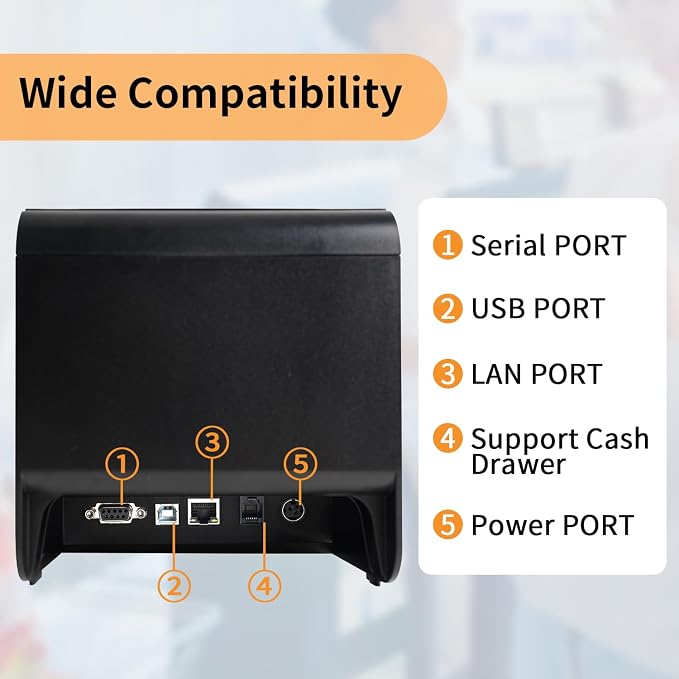 Rongta POS Receipt Printer, 80mm Thermal Printer, Restaurant Kitchen Printer - Image 4