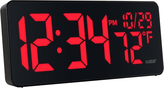 La Crosse Technology 513-1411R Red Digital LED Wall Clock - Image 4