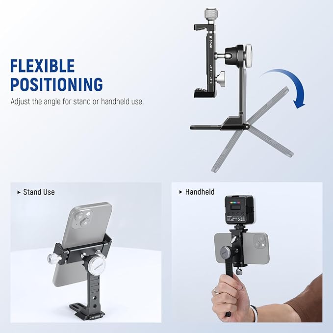 NEEWER Smartphone Tripod Mount Aluminum Alloy, 360° Rotatable Phone Stand - Image 5