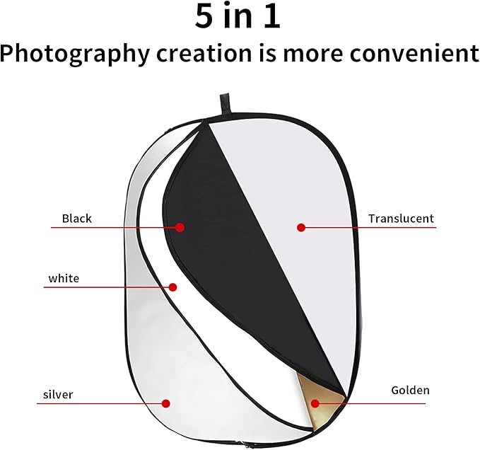 GODOX 32"x47"/80x120cm Collapsible Photography Light Reflector, 5-in-1 Oval - Image 2