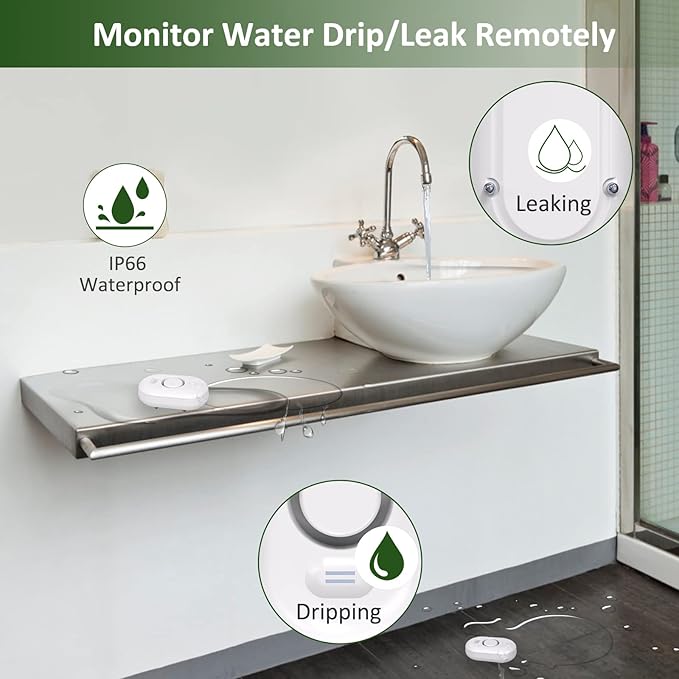 METAK Water Leak Detector Sensor Alarm: Home Water Flooding Monitor Smart Sink - Image 2
