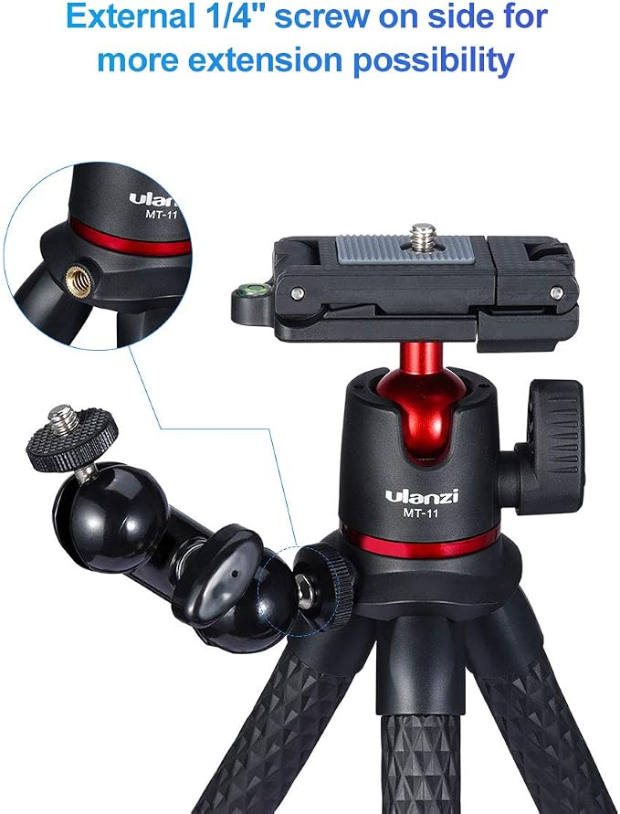 ULANZI Camera Tripod, Mini Flexible Stand w Hidden Phone Holder w Cold Shoe - Image 3