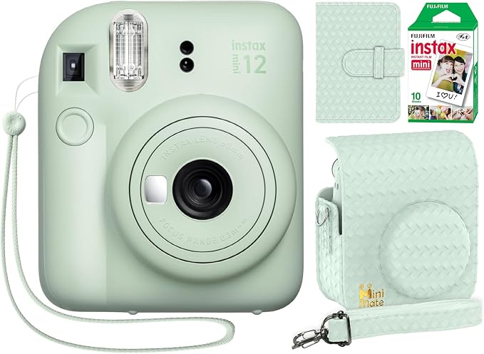 Fujifilm Instax Mini 12 Instant Camera Mint Green + Minimate Custom Designed by FUJIFILM