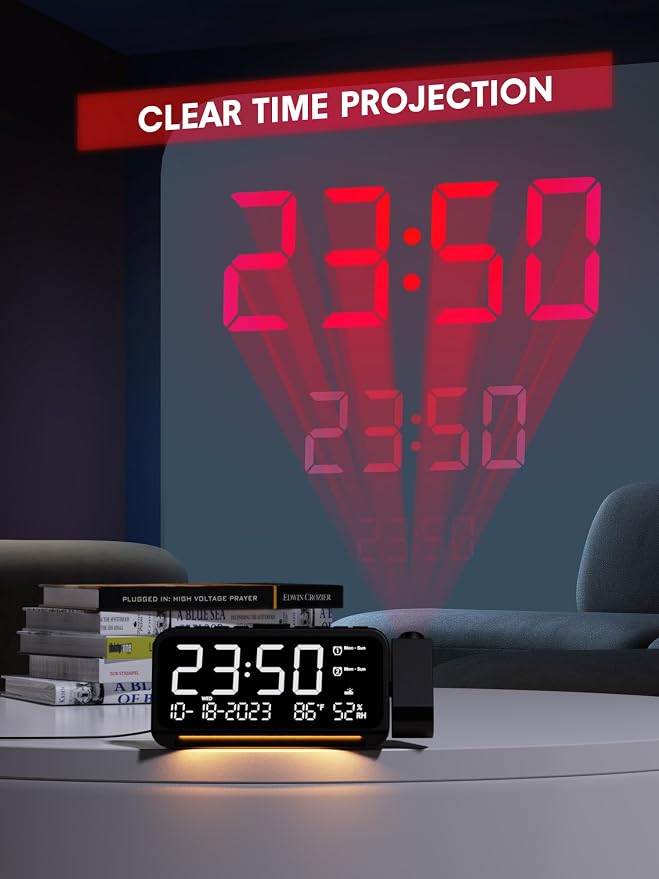 Mesqool Projection Alarm Clock for Bedroom, Digital Clock - Image 3