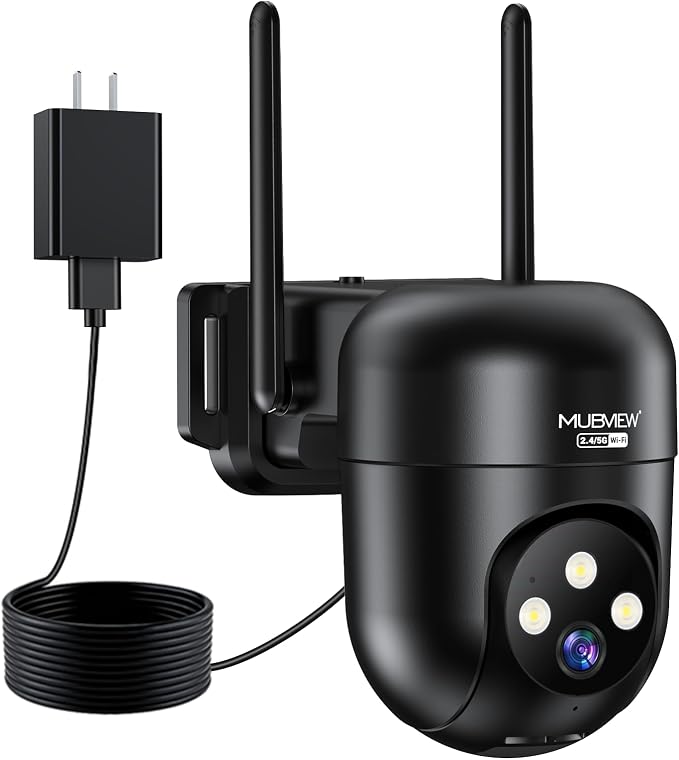 MUBVIEW Black 360° Security Cameras Wireless Outdoor, 24/7 Wired Outdoor Camera by MUBVIEW