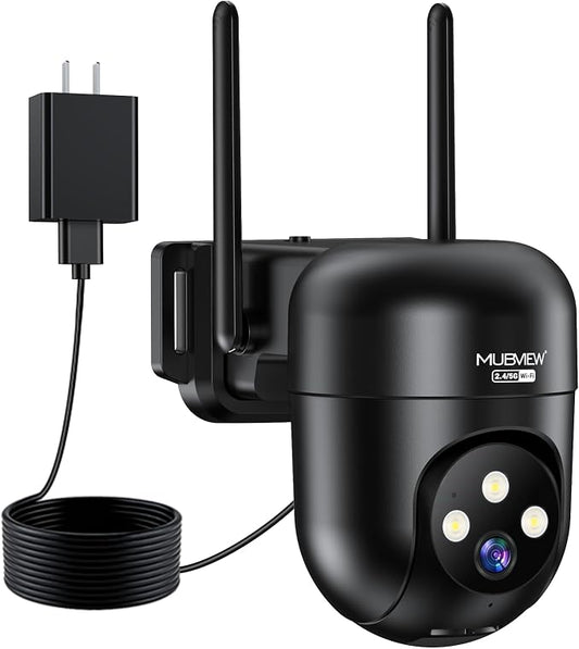 MUBVIEW Black 360° Security Cameras Wireless Outdoor, 24/7 Wired Outdoor Camera by MUBVIEW