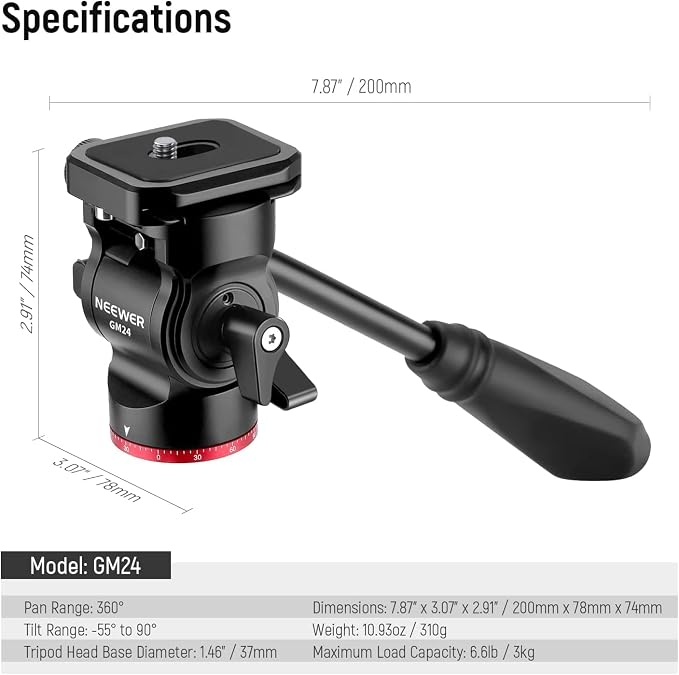 NEEWER Tripod Fluid Head Pan Tilt Head - Image 8