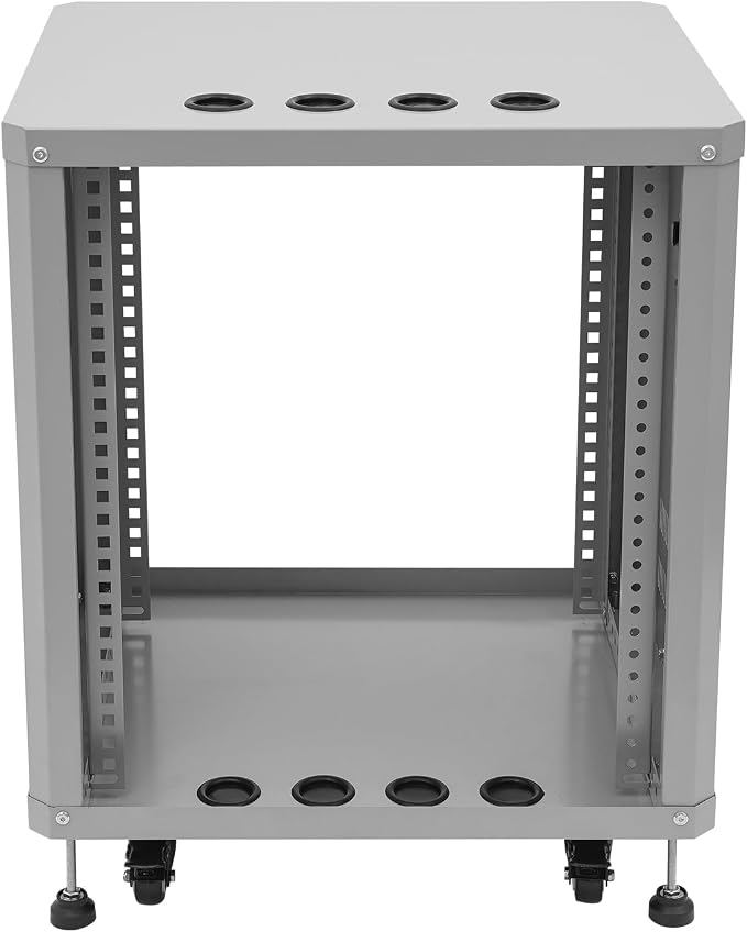12U Stereo & Studio Rack with Wheels, Open Frame Audio Rack Cabinet, Rolling - Image 6