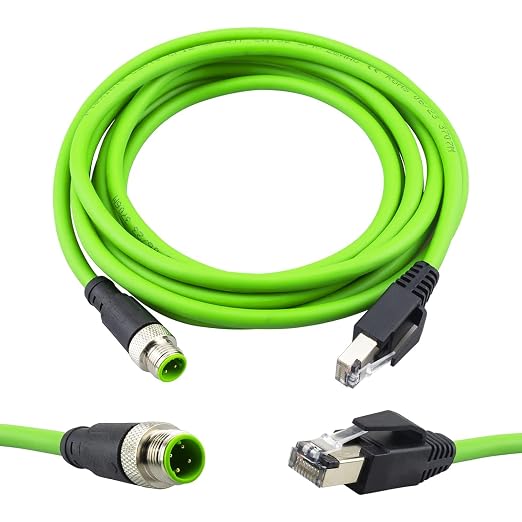 M12 to RJ45 Cable, M12 4 Pin D Code Male to RJ45 Male Shielded Cable Assembly by Lonlonty
