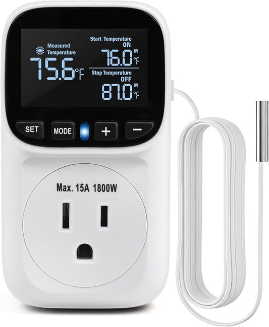 Digital Temperature Controller, Heating & Cooling Thermostat Plug Outlet by ZILLSEA