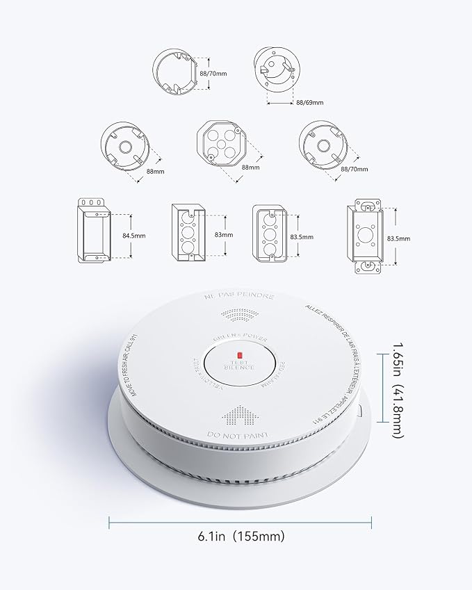 SITERWELL Hardwired Smoke Detector Carbon Monoxide Detector 10 Year Battery - Image 9