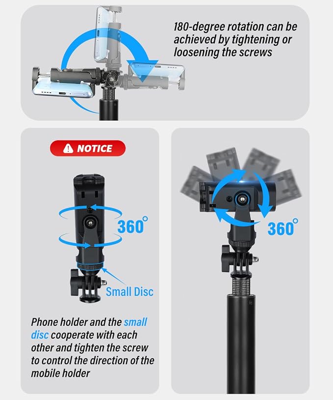 BMZX Golf Tripod Monopod, Magnetic Phone Holder, 1/4"-20 Screw, Carry Bag | - Image 6