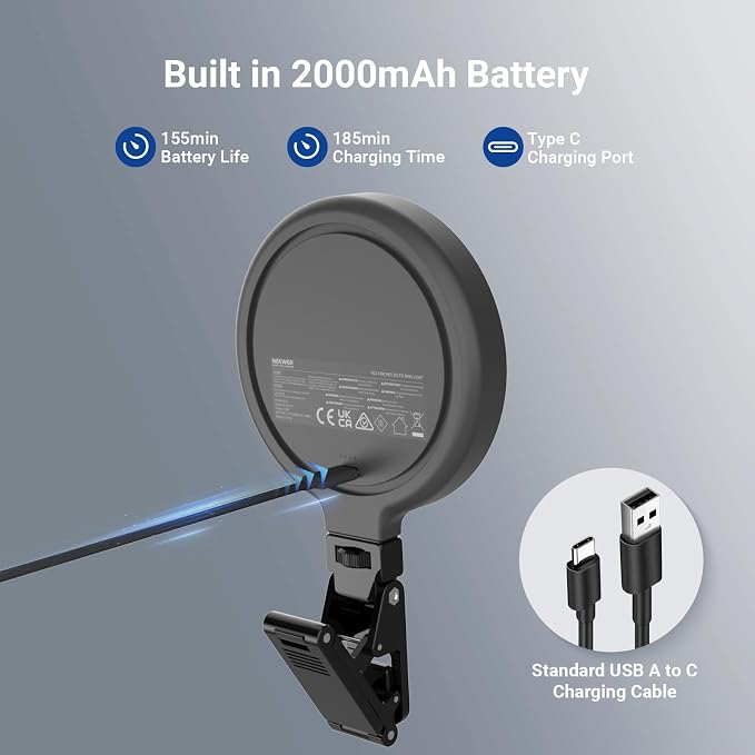 NEEWER Entry Level Version LED Selfie Ring Light, 4.8W Bi Color Edge Lit Clip - Image 6
