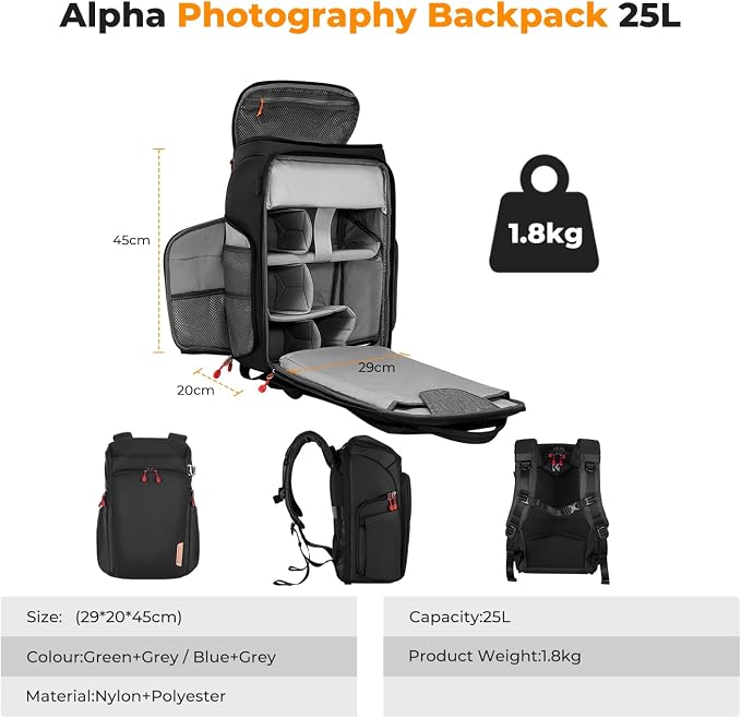 K&F CONCEPT Professional Camera Backpack, Large Photography Backpack Expandable - Image 7