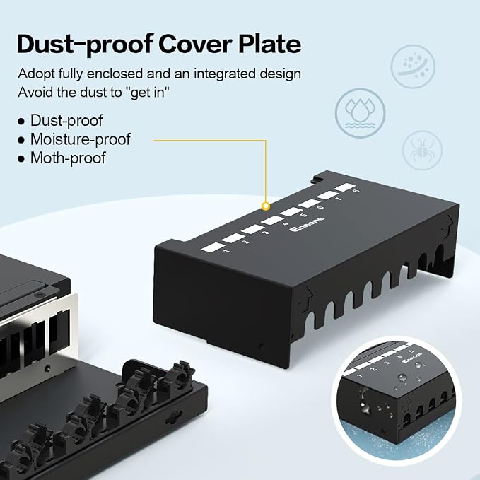 8 Port Blank Keystone Patch Panel Shielded Compatible - Image 3