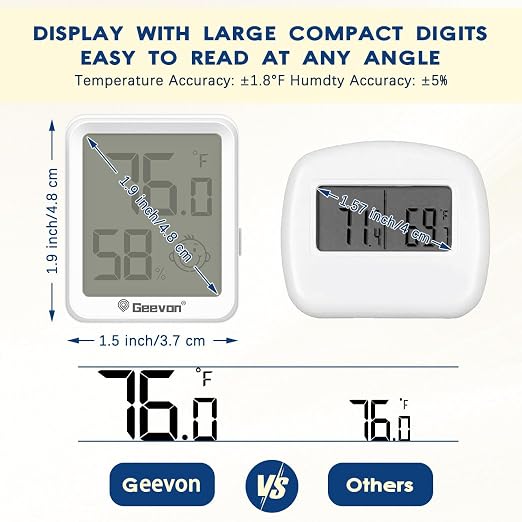 Geevon 2 Pack Mini Digital Hygrometer Gauge Indoor Thermometer – LCD Monitor - Image 4