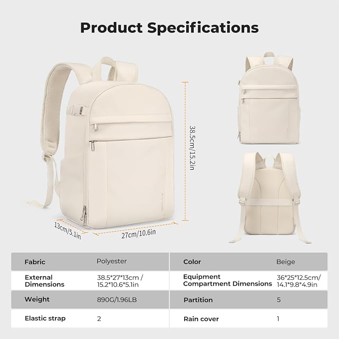 K&F CONCEPT Camera Bag Backpack, Professional DSLR/SLR/Mirrorless Camera - Image 9
