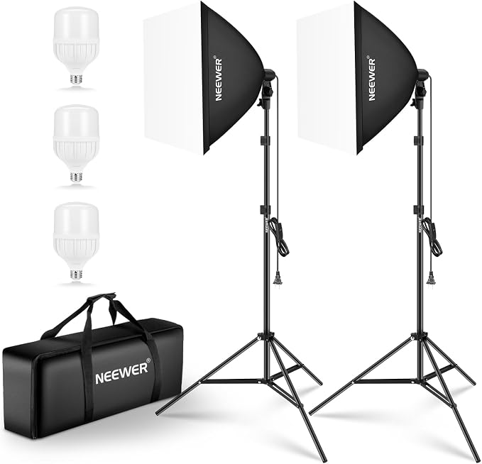NEEWER 700W Equivalent Softbox Lighting Kit, 24x24 inches Softboxes by Neewer