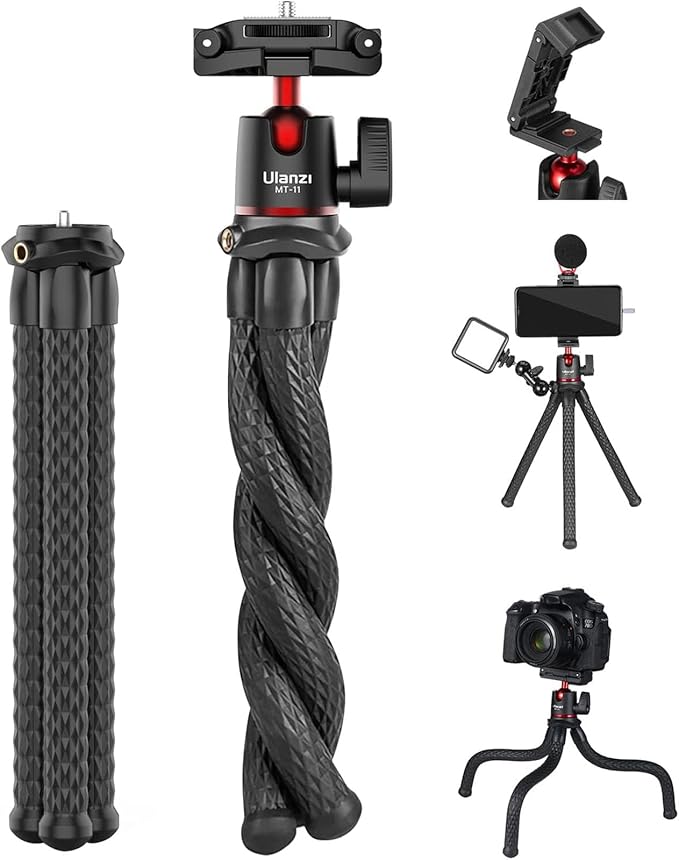 ULANZI Camera Tripod, Mini Flexible Stand w Hidden Phone Holder w Cold Shoe by ulanzi