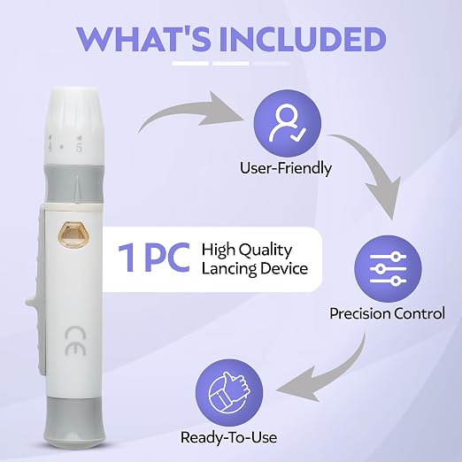 One Step Lancing Device Pen, 5 Depth Settings, Less Pain Design, Blood Sampling - Image 3