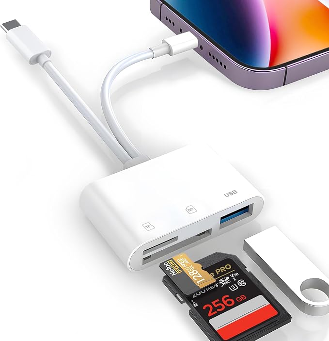 SD Card Reader for iPhone iPad Mac, Digital Camera Adapter to iPhone Lightning by TransferInformationSimpler