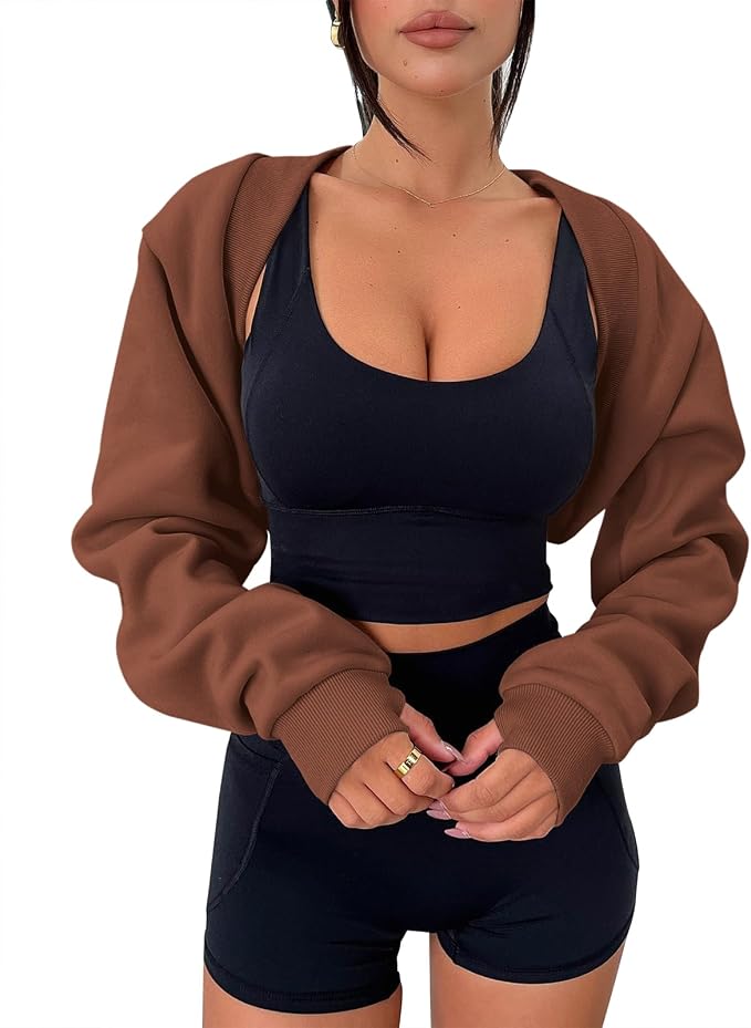 Zwurew Women's Bolero Shrug Long Sleeve Cropped Sweatshirt by Zwurew