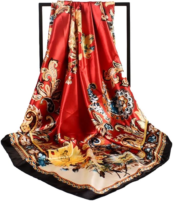 4Pcs Silk Head Scarves for Women Satin Hair Scarf 35”Large Square Bandana Silk - Image 3