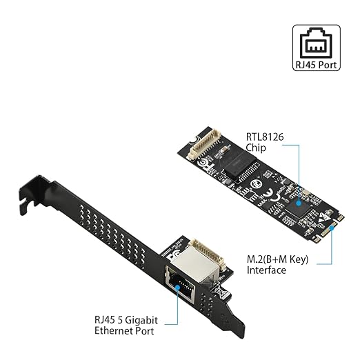 IO CREST M.2 M-Key PCI-e 3.0 Interface Single Port 5.0 Gigabit Ethernet Modules - Image 3
