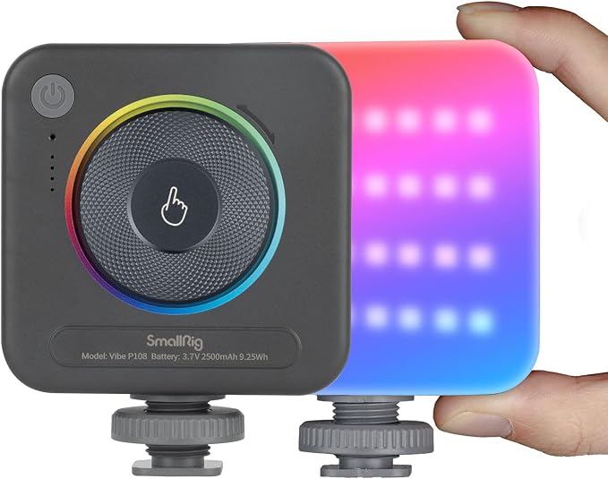 SmallRig P108 RGB Video Light, Portable LED Camera Lights 360° Full Color by SmallRig