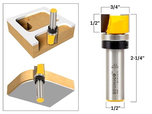 YONICO Router Bits Pattern Bit Flush Trim Set 4 Bit 3/4-Inch Diameter 1/2-Inch - Image 2