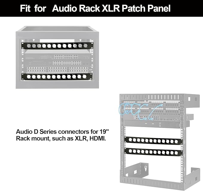 XLR HDMI Audio Rack Mount Panel, Hinged D-Series Punched Metal HDMI Rack Mount - Image 4