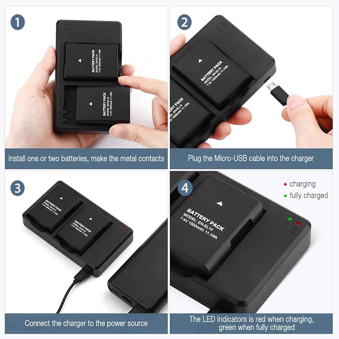 EN-EL14 EN EL14A Battery USB Charger and 2-Pack Rechargeable Batteries - Image 8