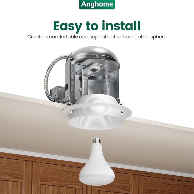 6 Inch Can Light Cover, 12 Pack White Can Light Trim, Step Baffle - Image 6