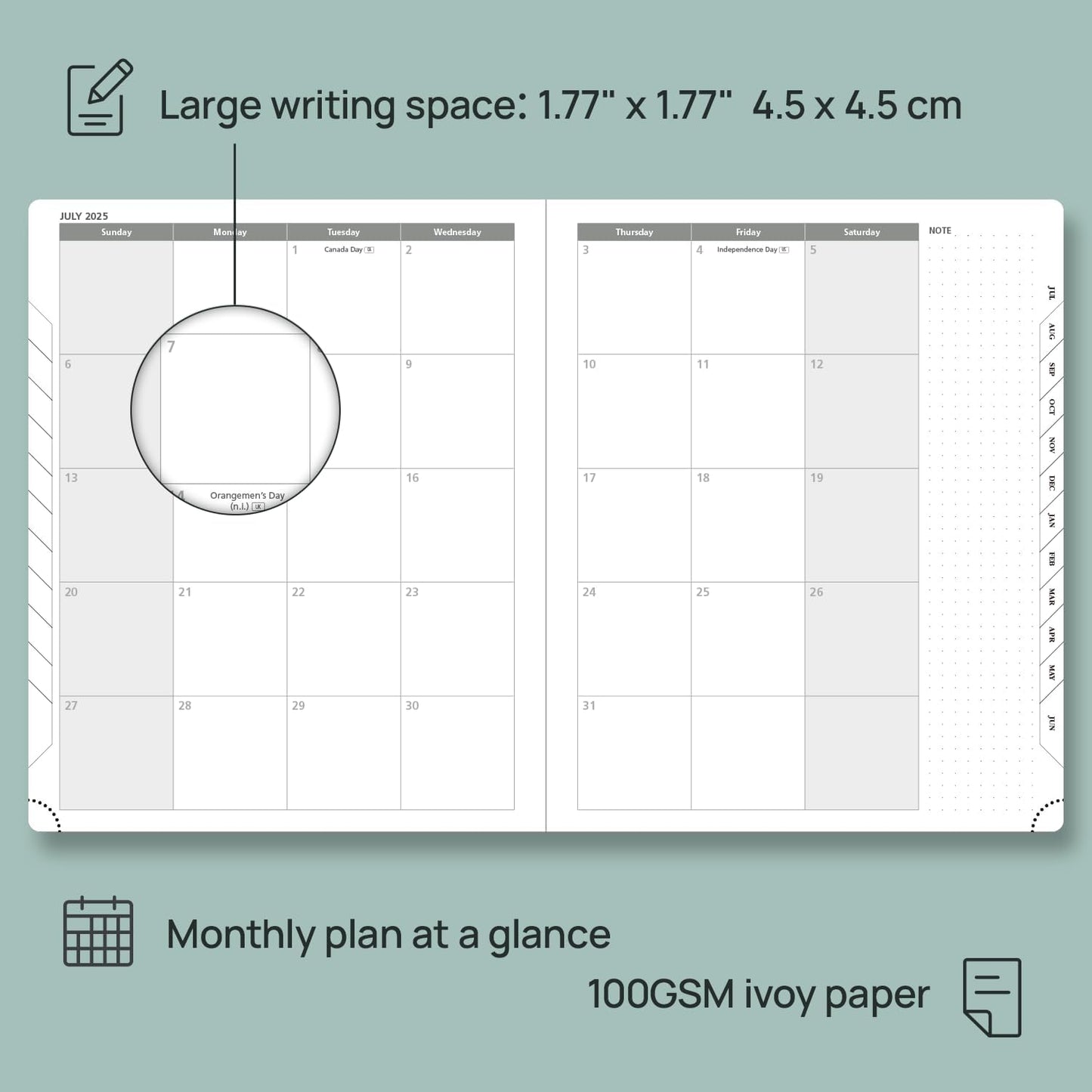 POPRUN Planner 2025-2026 (Large - 8.5'' x 10.5'') Academic Weekly Calendar (July 2025 - June 2026) with Hourly Time Slots, Monthly Tabs, 100GSM Thick Papers, Leather Soft Cover - Green