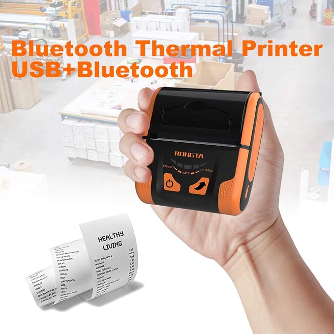 Rongta Portable 80mm POS Printer, Mobile Thermal Receipts Printer, - Image 3