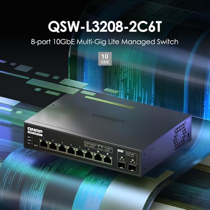 QNAP 8-Port Multi-Gig 10GbE Lite-Managed Network Switch – 6× 10/5/2.5/1G RJ-45 - Image 2