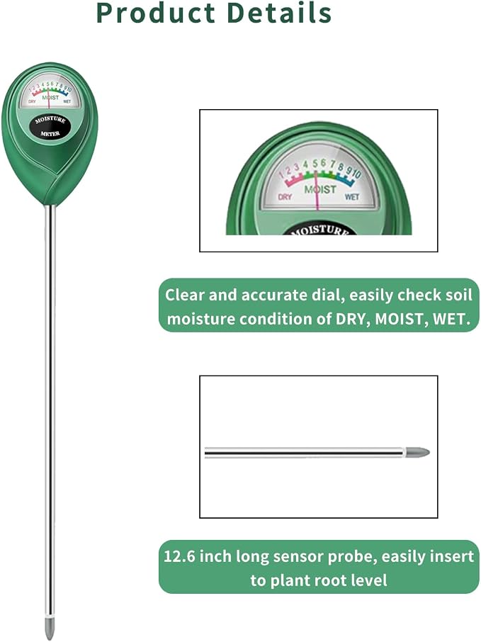 Soil Moisture Meter, 2 Pack Long Probe Soil Moisture Monitor - Image 4