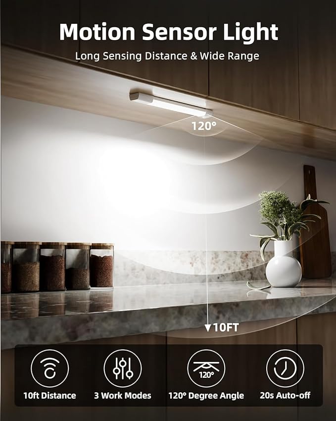 EZVALO 6-Pack Under Cabinet Lighting, Wireless Closet Lights, 50 LED - Image 2