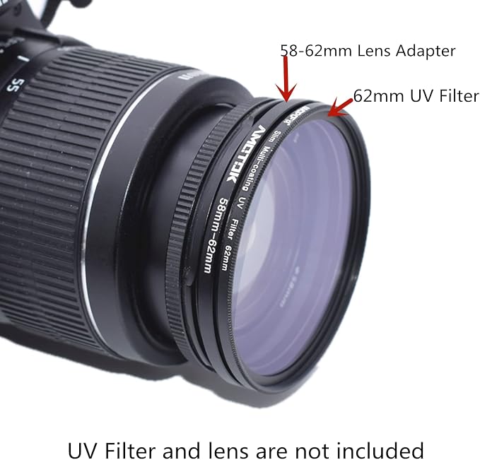 58mm to 62mm Camera Filters Ring Compatible All 58mm Camera Lenses to 62mm UV - Image 7
