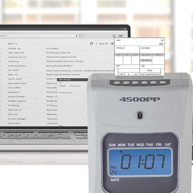 Nile Products - 4500PP Electronic Calculating Time Clock, Employees in/Out Time - Image 5