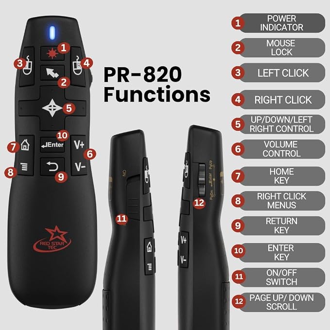 PR-820 Presentation Clicker for Mac – Smartboard Remote PowerPoint Clicker - Image 6