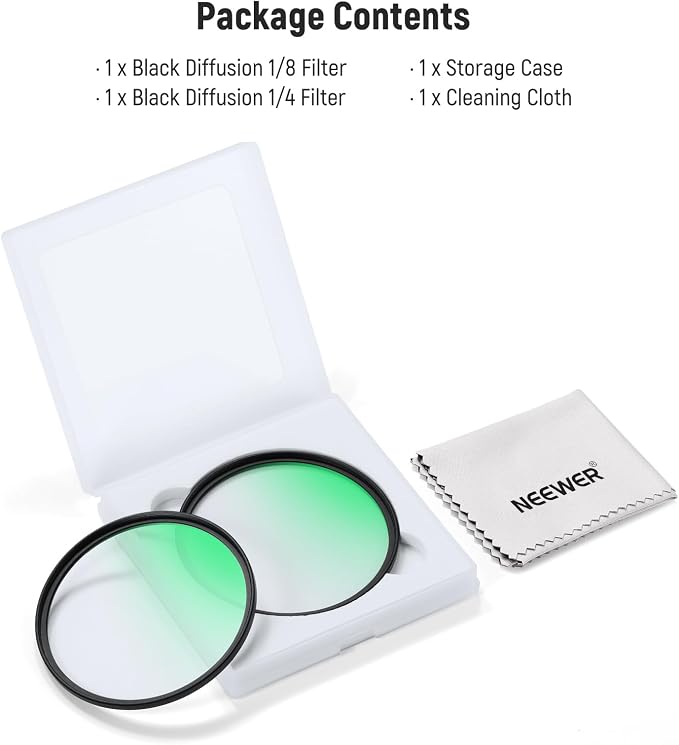 NEEWER 72mm Black Diffusion 1/4 & 1/8 Filter - Image 8