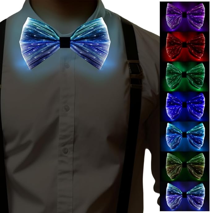 light up bow tie LED Fiber Optic Bowtie 7 Colors & 5 Modes by EOSATE