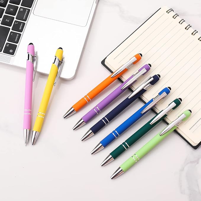 Oddmoal Ballpoint Pen with Stylus Tip, Soft Touch Click Pen, 2 in 1 Metal Pens - Image 6